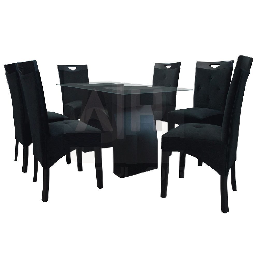 JUEGO DE COMEDOR 6 SILLAS ALTO HOGAR JOSEPHINE NEGRO | NEGRO