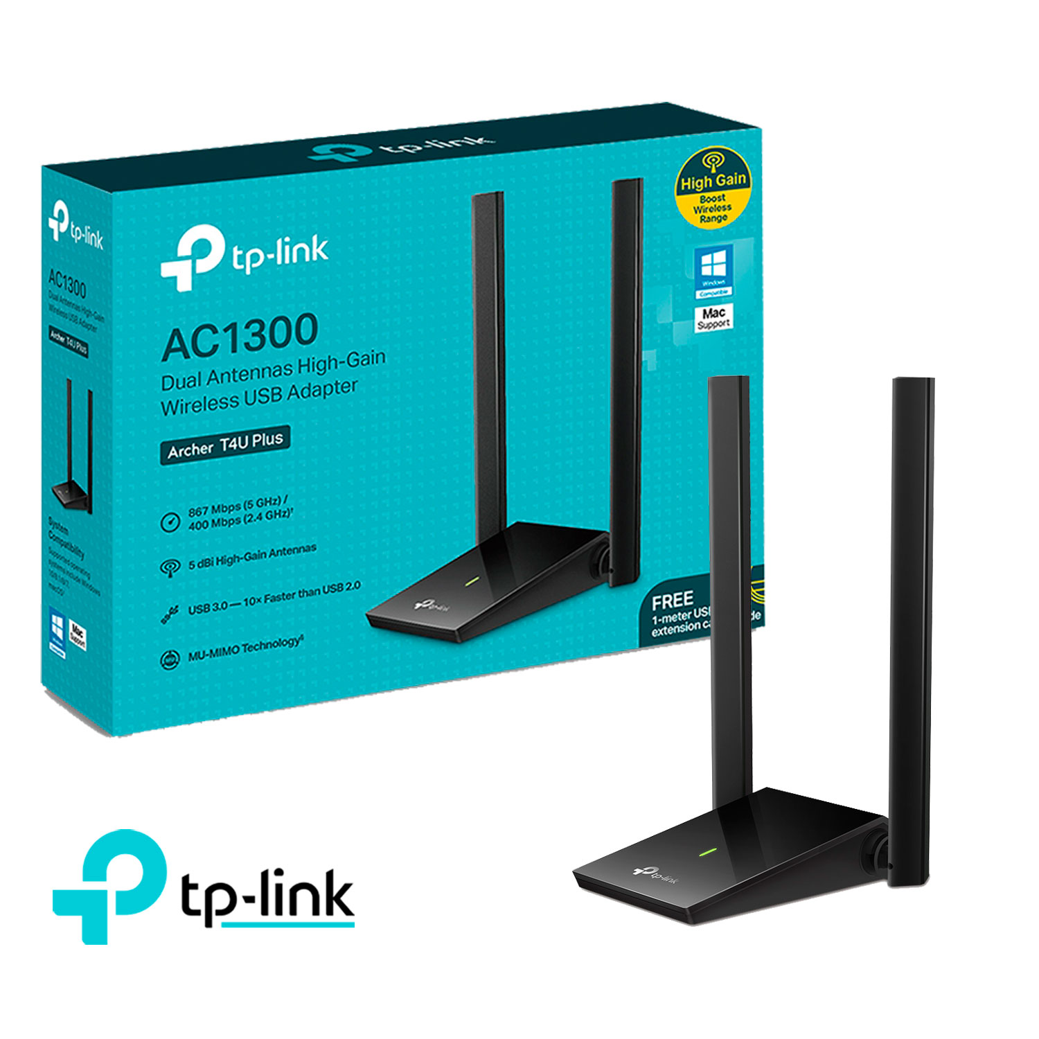 TP-LINK - ADAPTADOR USB INALÁMBRICO 2 BANDAS ARCHER T4U PLUS AC1300