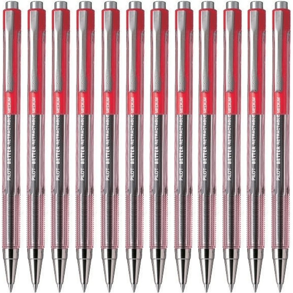 Pilot Box 12 Better Retractable Ballpoint Pen 1.0mm Medium (Red)