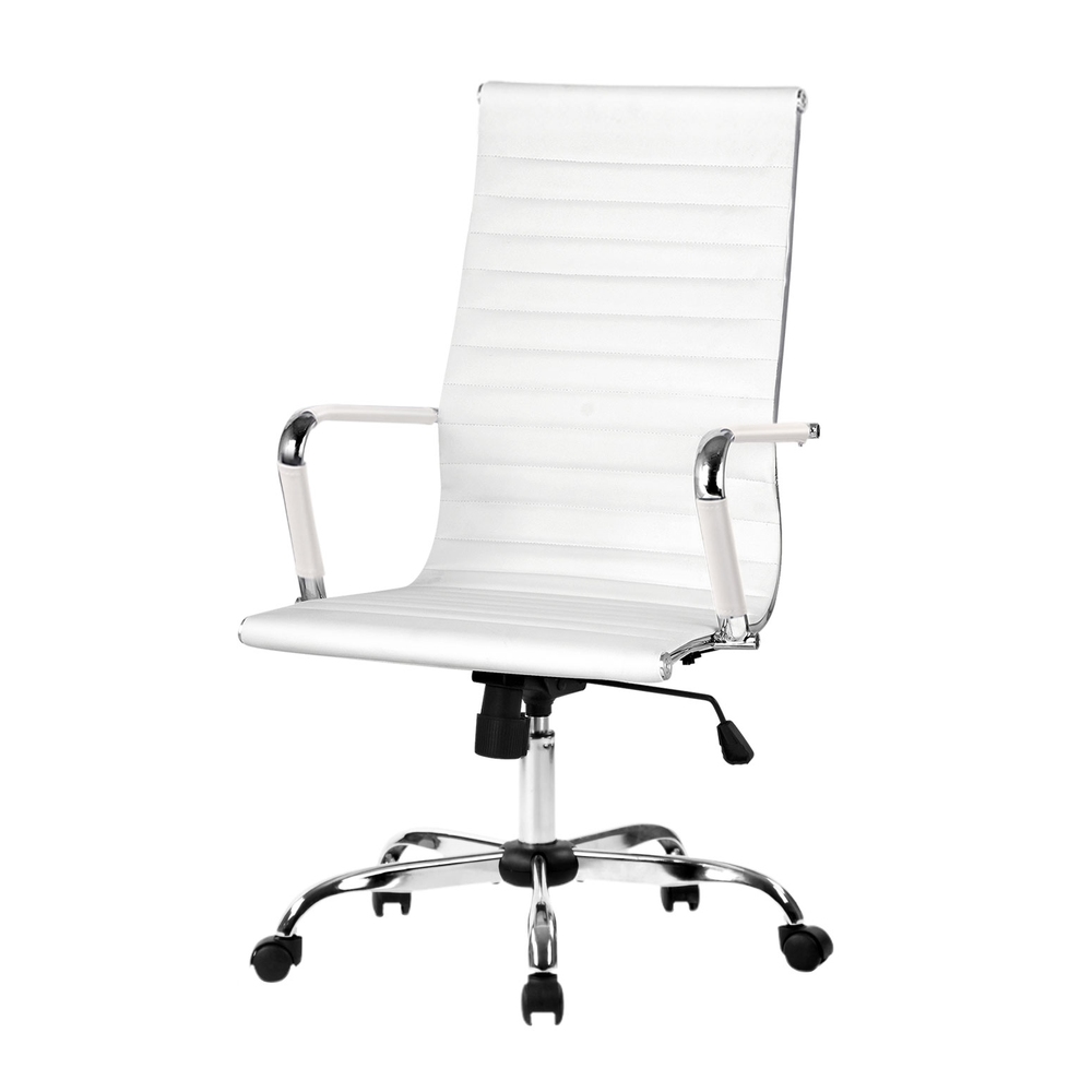 Artiss Office Chair Conference Chairs PU Leather High Back (White)