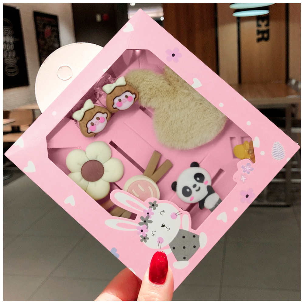 SET DE 8 GANCHITOS KAWAII PARA NIÑAS ACCESORIO DE CABELLO S47 MARRÓN