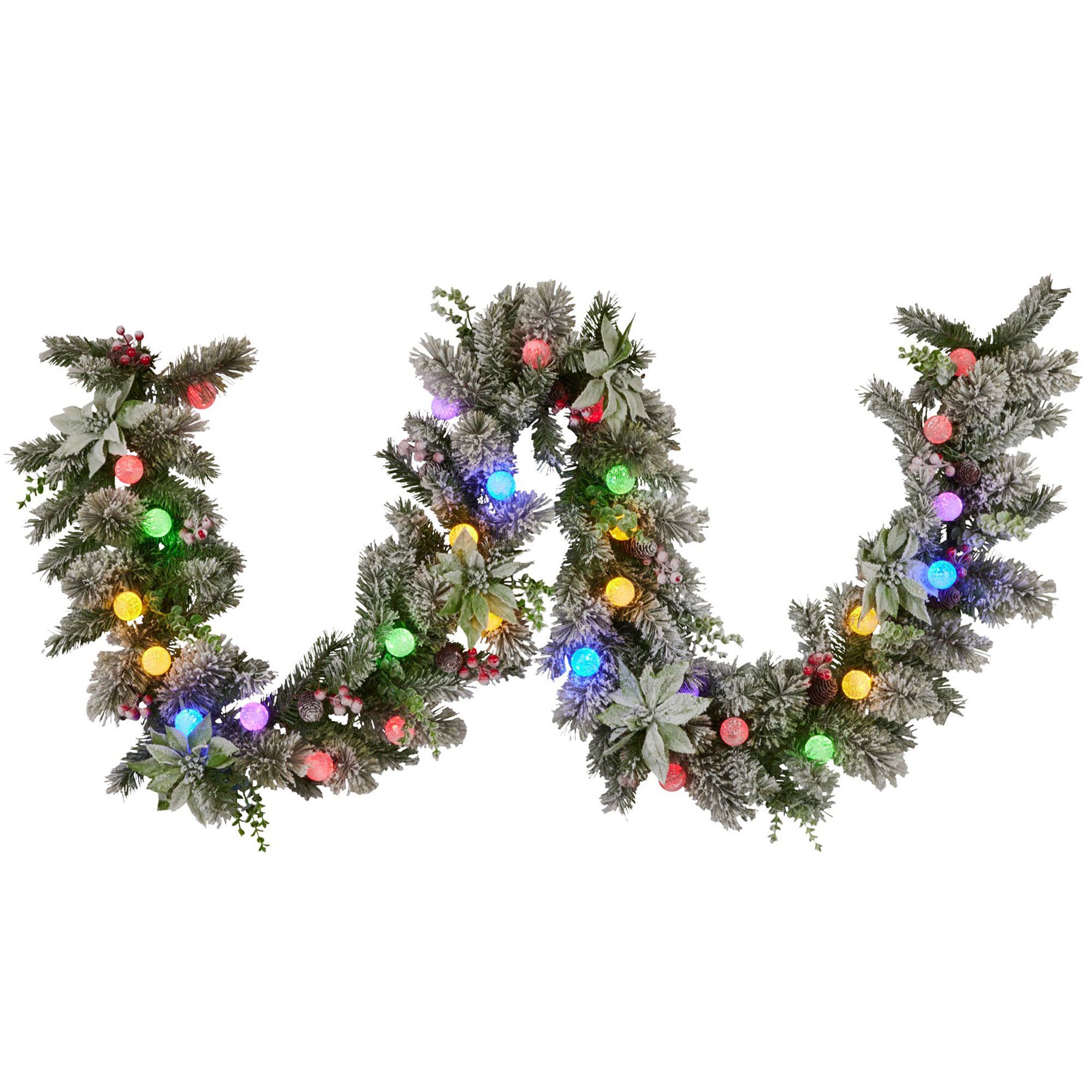 Christabelle Snowy LED Christmas Garland with Baubles 2.7m