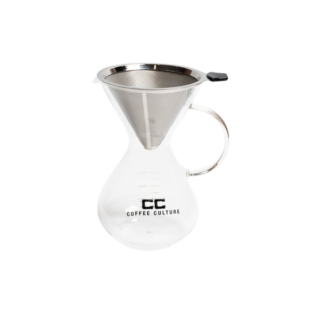 Coffee Culture Pour Over 600ml Glass Coffee Maker Drip Jug with Filter Clear