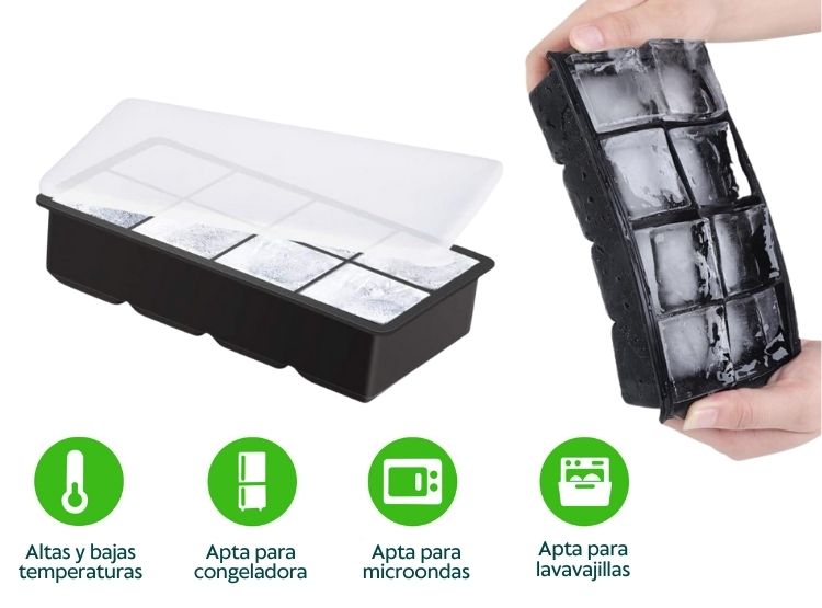 SET DE 2 BANDEJAS PARA CUBOS DE HIELO XL NEGRO