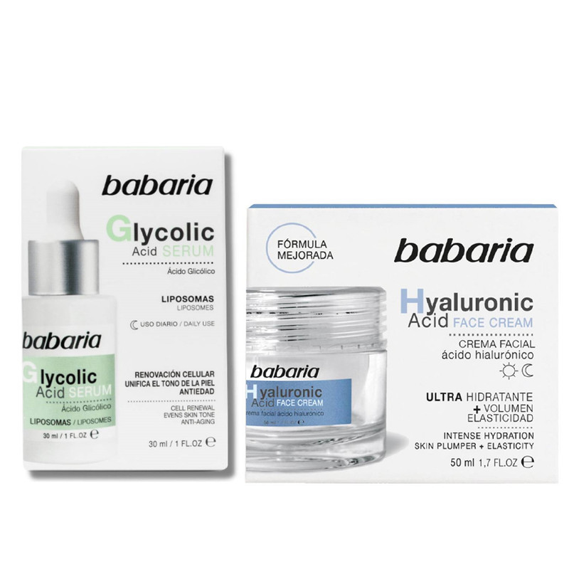 SERUM GLICOLIC ACID + CREMA FACIAL DE ACIDO HIALURÓNICO - BABARIA