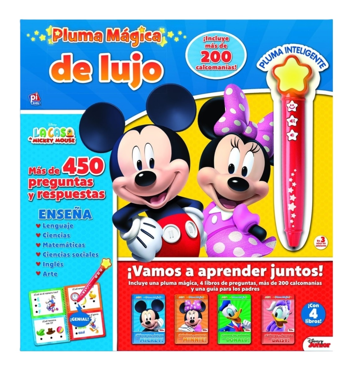 PLUMA MAGICA DE LUJO CON STICKERS MINNIE Y MICKEY