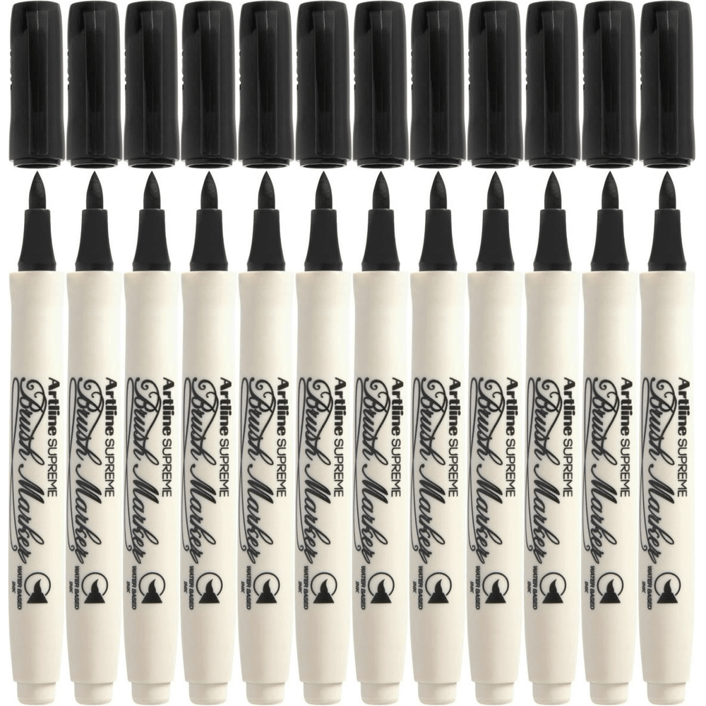 Artline Supreme Brush Marker (Black) [Box 12]