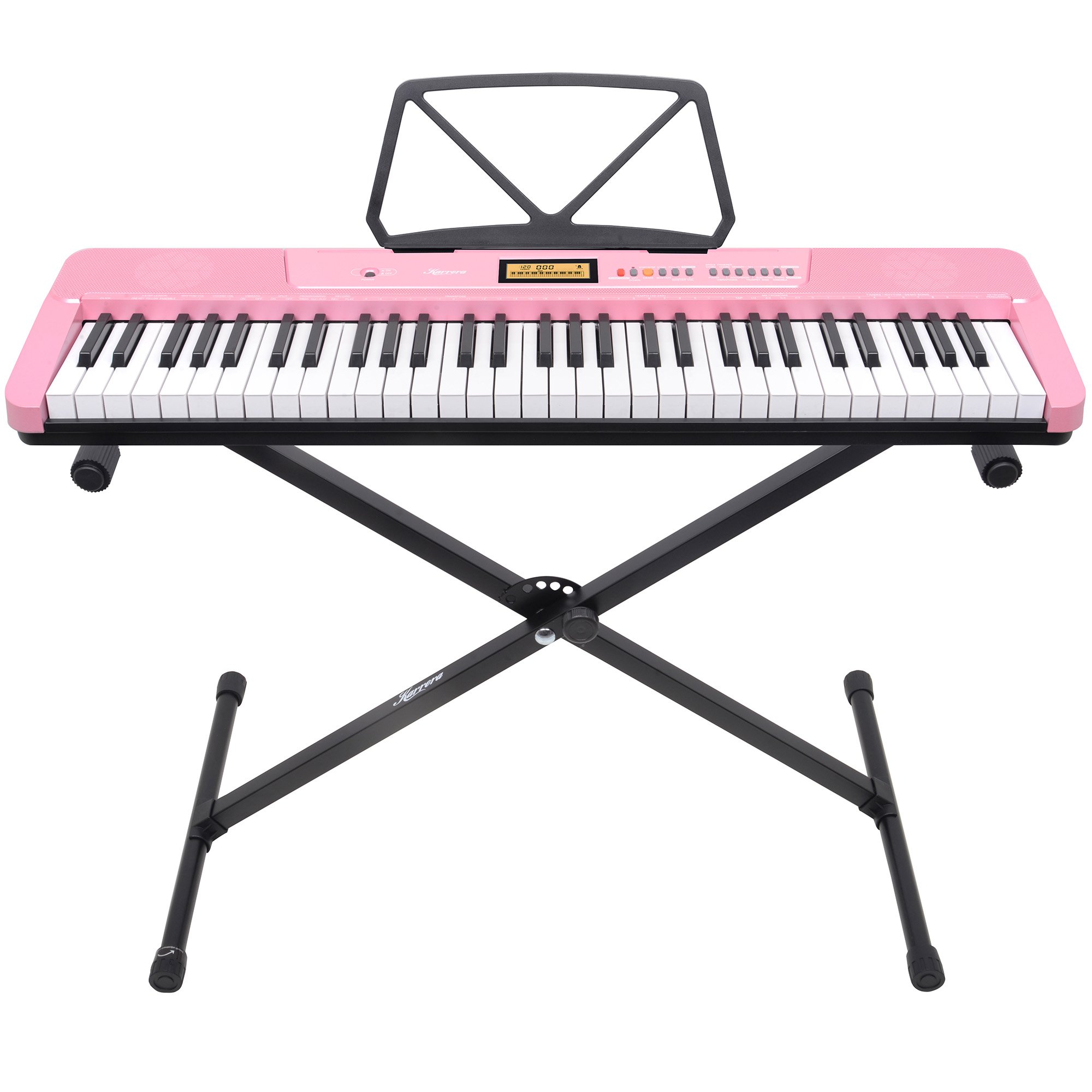 Karrera CHJ-291 61-Key Electronic Keyboard with LCD and Touch Response (Pink)