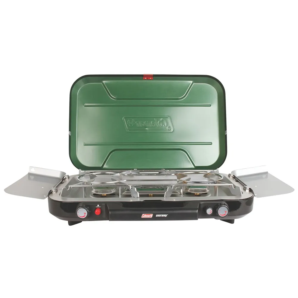 Coleman EvenTemp 3-Burner Camping Stove with Griddle and Grease Cup