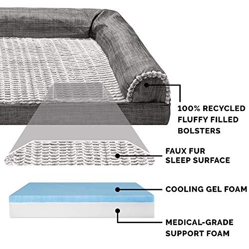 FURHAVEN - CAMAS ORTOPÉDICAS DE GEL REFRESCANTE Y ESPUMA VISCOELÁSTICA PARA PERROS Y GATOS PEQUEÑOS MEDIANOS Y GRANDES