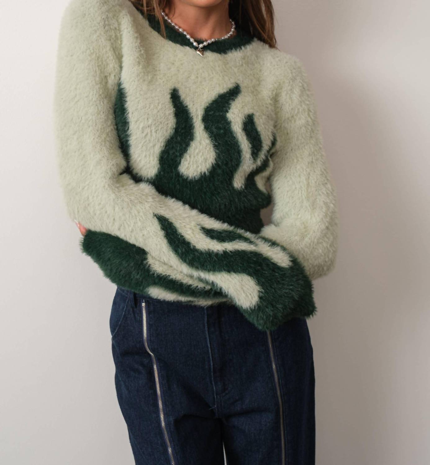Pretty Garbage Inferno Sweater In Green