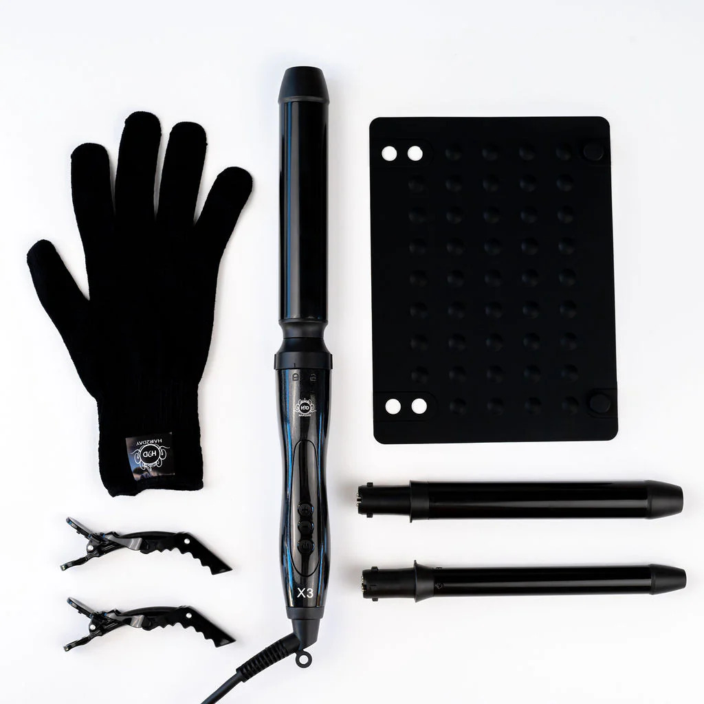 H2D X3 Professional Hair Curling Wand Ceramic Curler Roller - Black