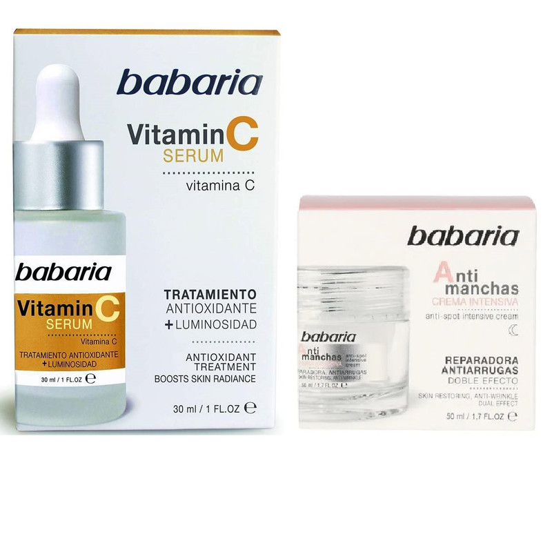 SERUM VITAMINA C + CREMA FACIAL DE  ANTI MANCHAS - BABARIA