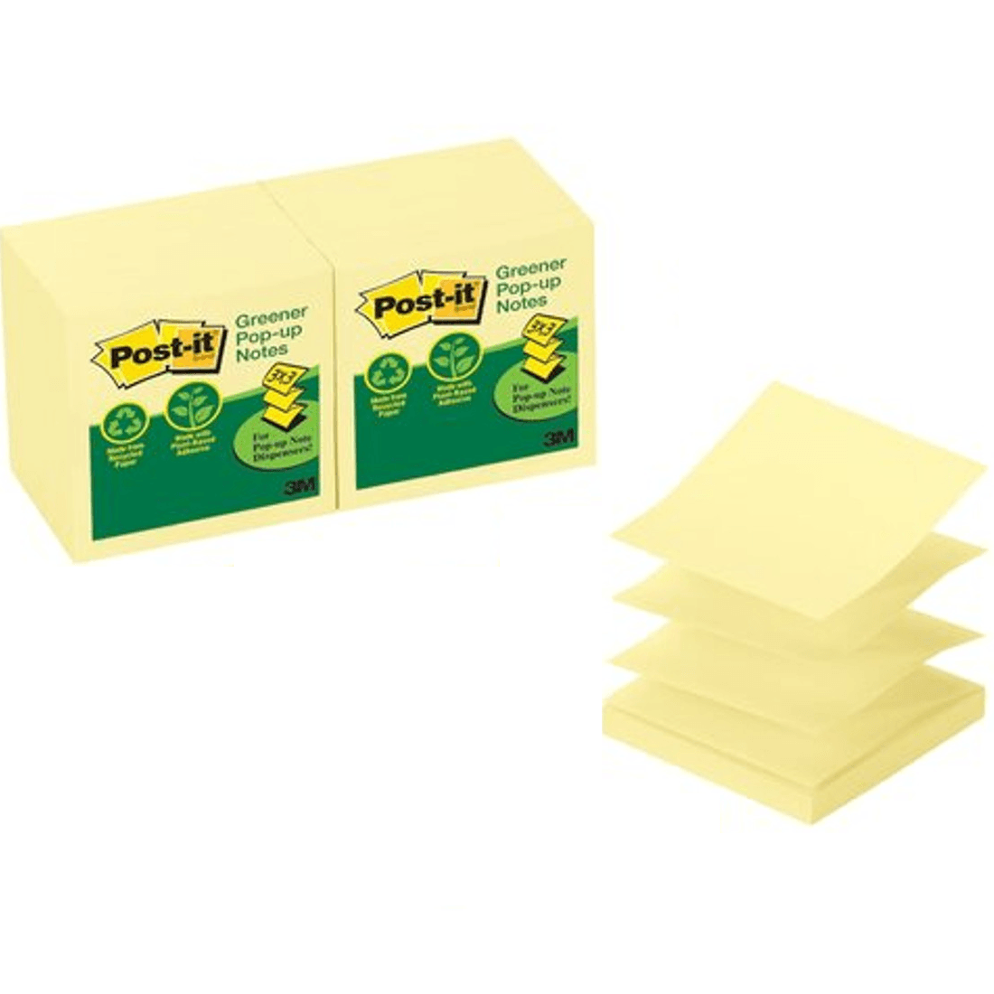 Post-It Pop-Up Recycled Notes For Dispenser 76x76mm (Yellow) [12 Pads]