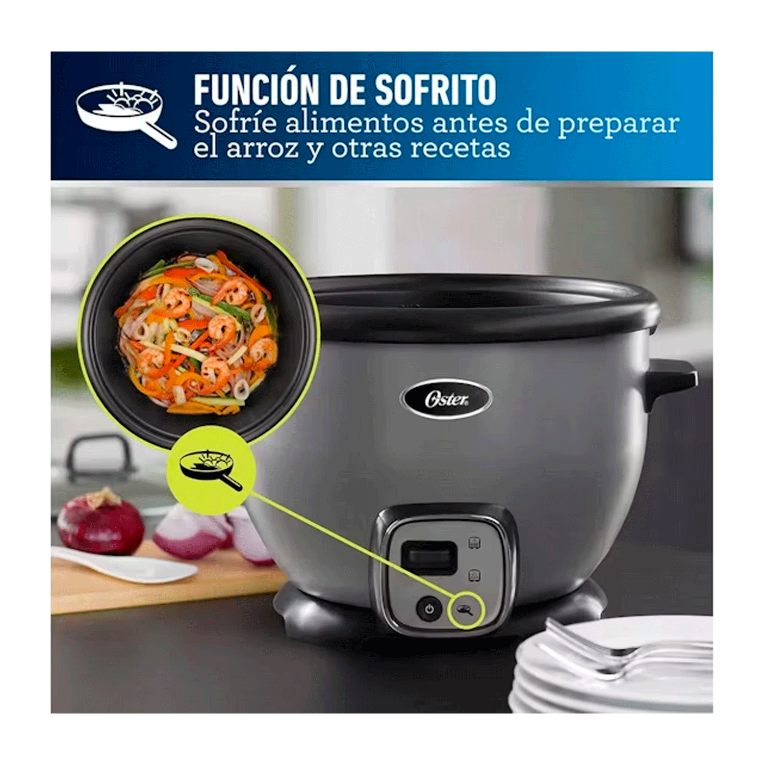 OLLA ARROCERA OSTER CON FUNCIÓN SOFRITO Y VAPORERA 1.8 LT. CKSTRC8029S