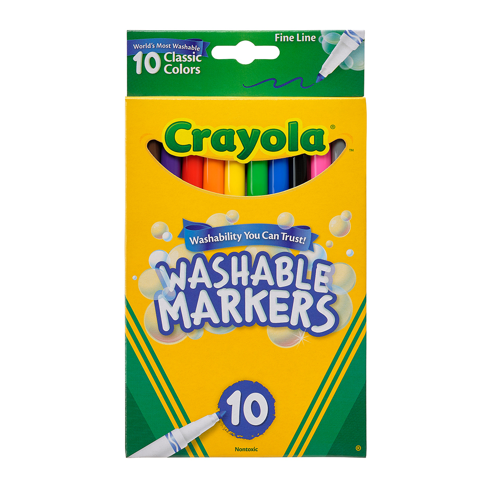 10pc Crayola Kids/Childrens Creative Washable Fineline Markers 36m+