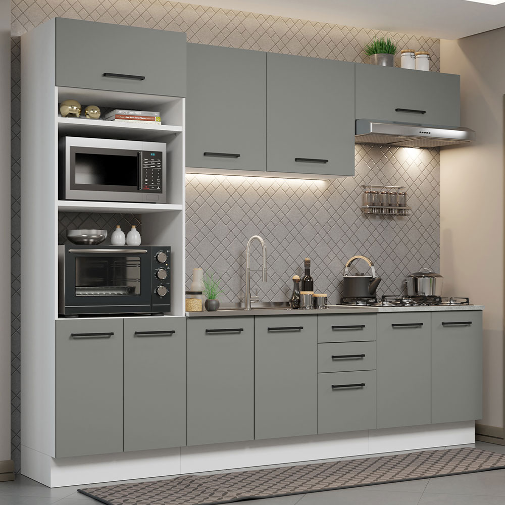 MUEBLE DE COCINA ALACENA MADESA AGATA SIN LAVADERO 270 CM | GRIS