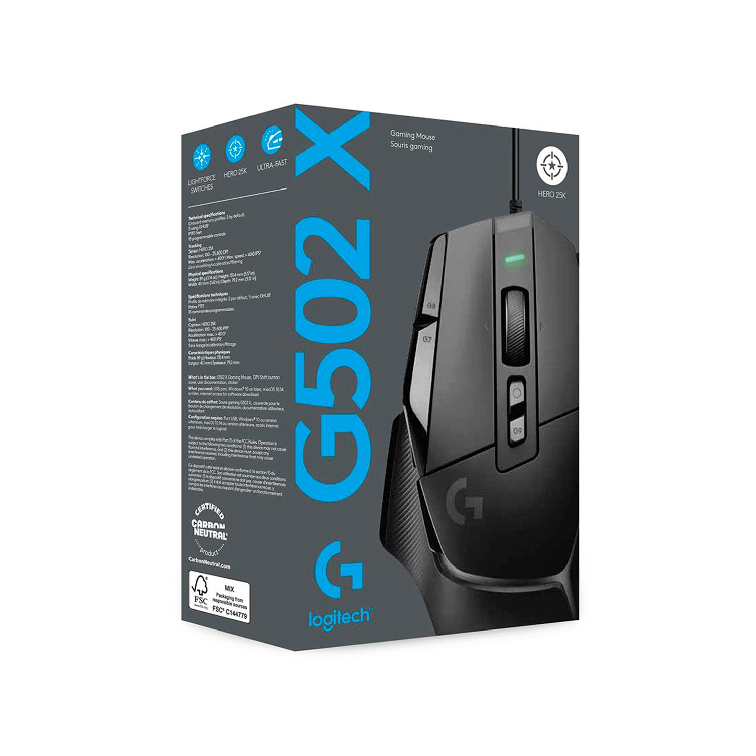 MOUSE GAMER LOGITECH G502 X HERO 25K DPI BLACK