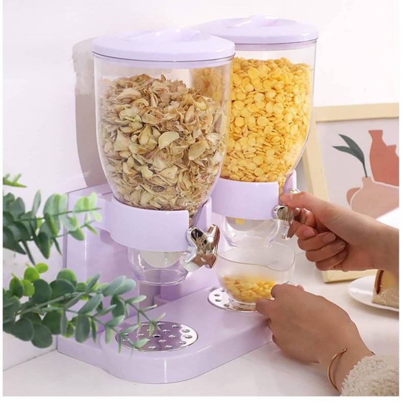 DISPENSADOR DE CEREAL Y ALIMENTOS SECOS DE DOBLE CONTROL DUAL