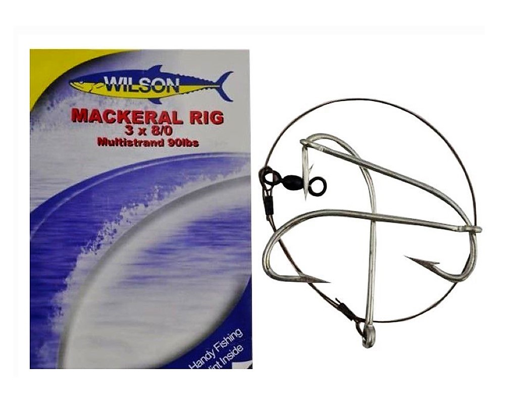 Wilson Mackerel Fishing Rig 3x8/0 HookSetup 90lb Multi Strand Wire
