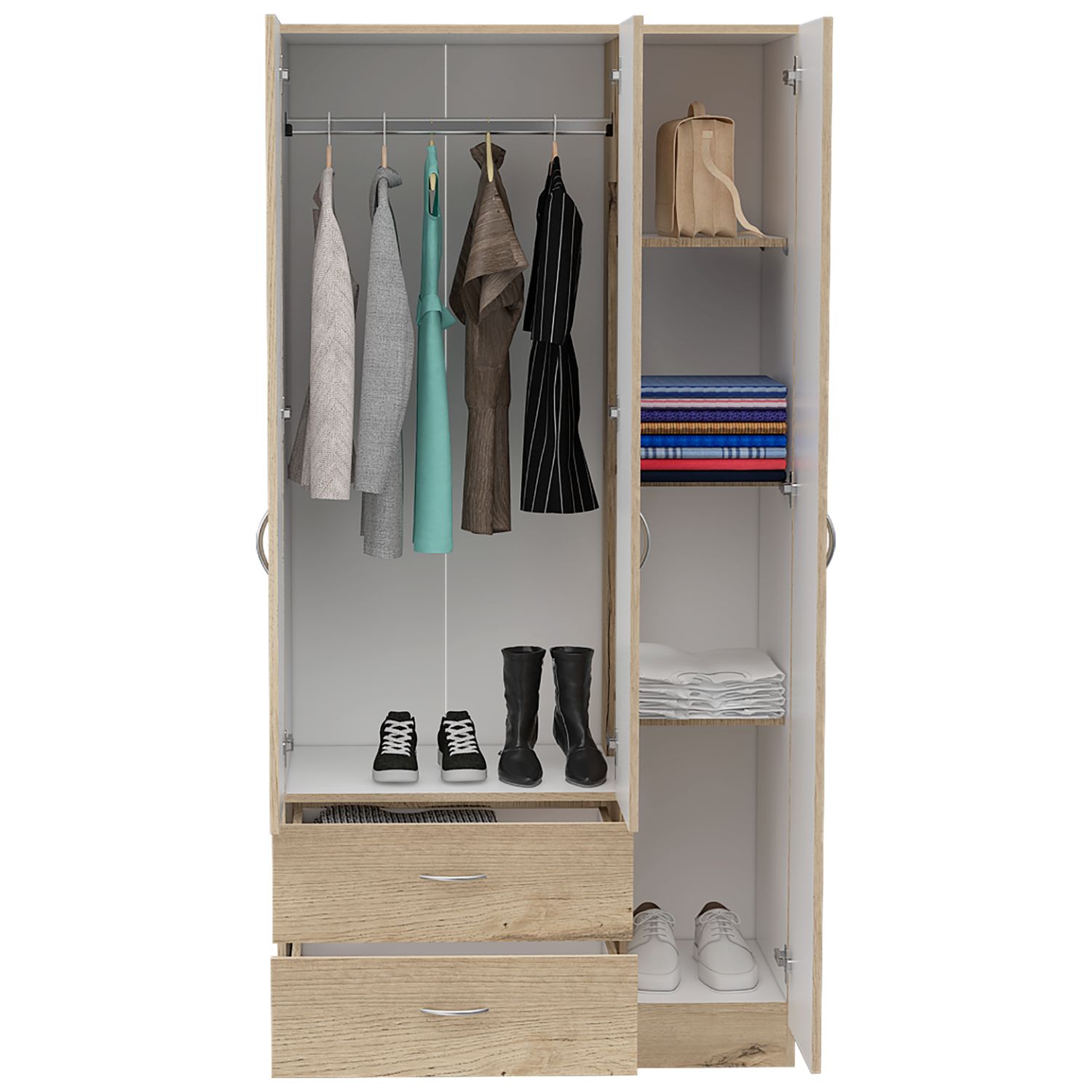 CLOSET Z-90 3 PUERTAS/2CAJONES - DUNA/BLANCO