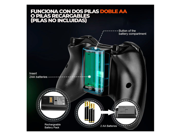 MANDO PARA XBOX Y PC INALAMBRICO CON USB