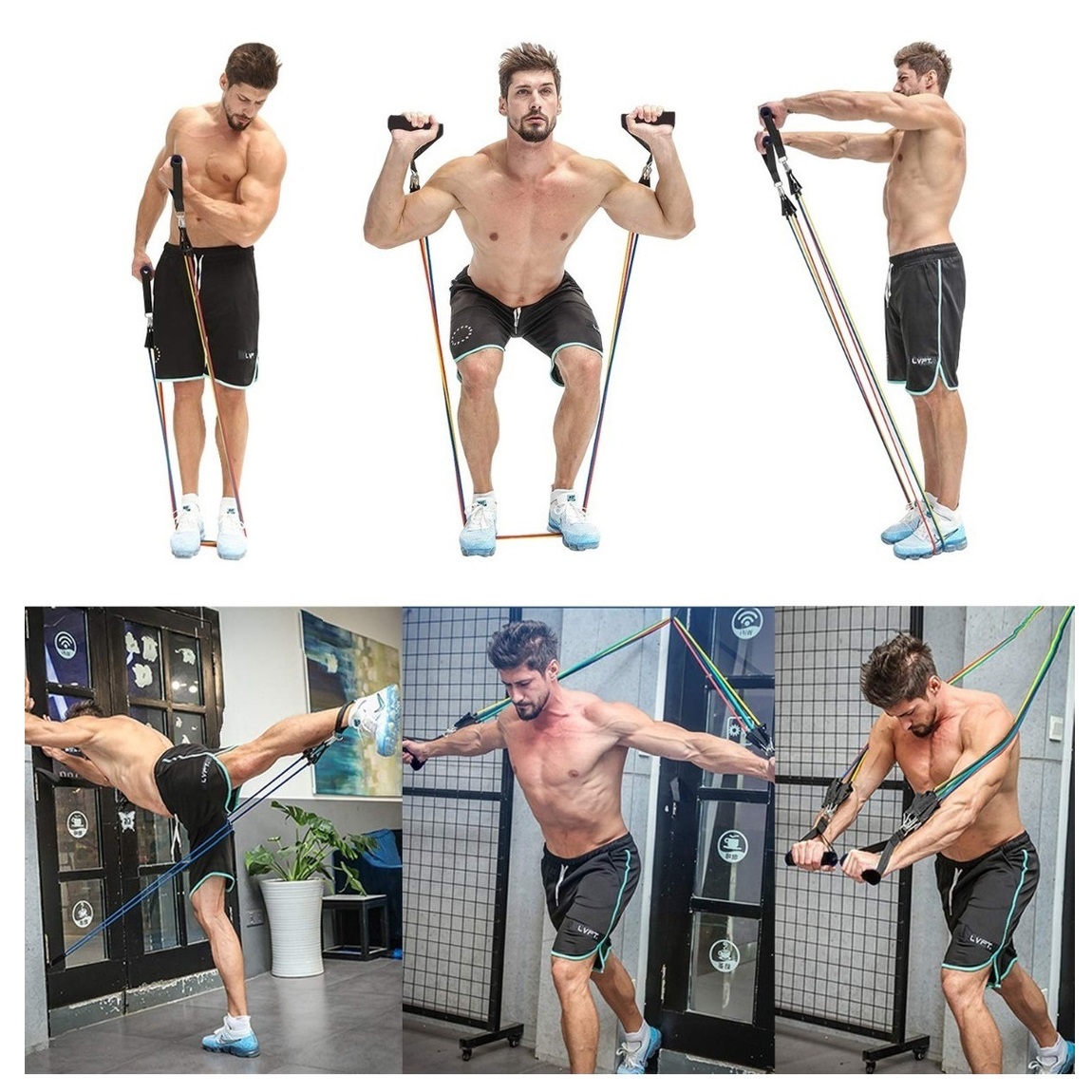 SET DE 5 LIGAS ELÁSTICAS REFORZADAS DE ENTRENAMIENTO PARA RESISTENCIA TODO FIT