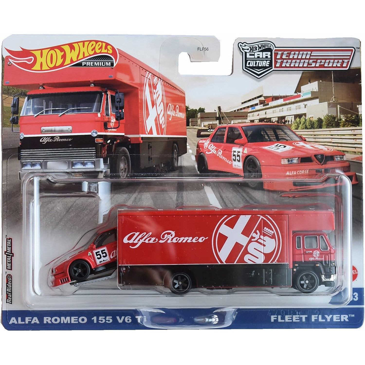 Hot Wheels Alfa Romeo 155 V6 Ti Fleet Flyer&comma; Team Transport &num;53